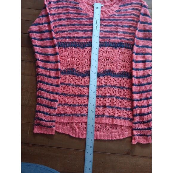 BKE Buckle Women's Size Small Striped Open Knit Sweater Pullover Boho Super Soft - Picture 3 of 9